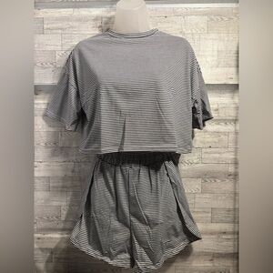 Striped Black and White Two-Piece Set